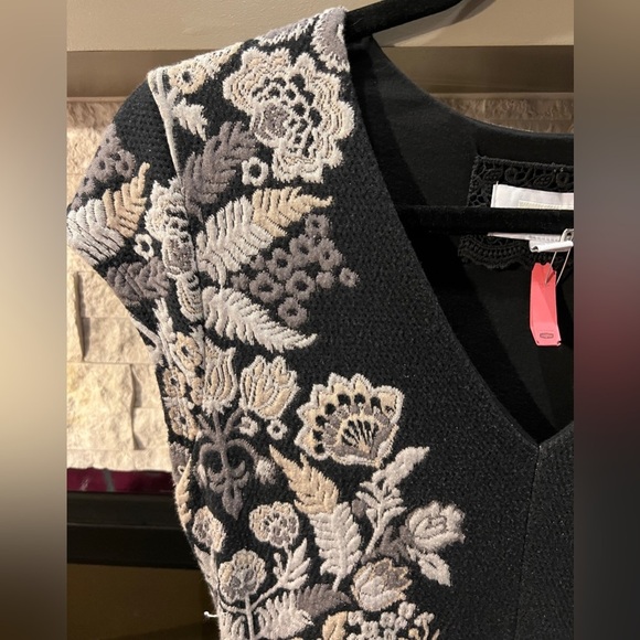 ETT TWA Anthropologie size 6 Soirée Embroidery Sleeveless Midi Dress - Picture 4 of 12